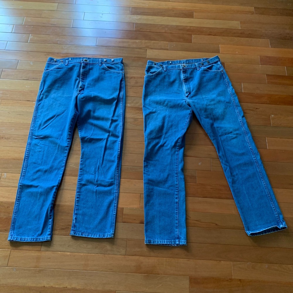 Wrangler 13MWZ Cowboy Cut Jeans Mens 40x34 Blue Denim Western Suspender Buttons